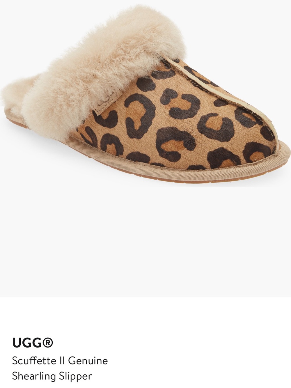 UGG Scufette II Leopard Print Shearling Slip-On Slipper in Chestnut